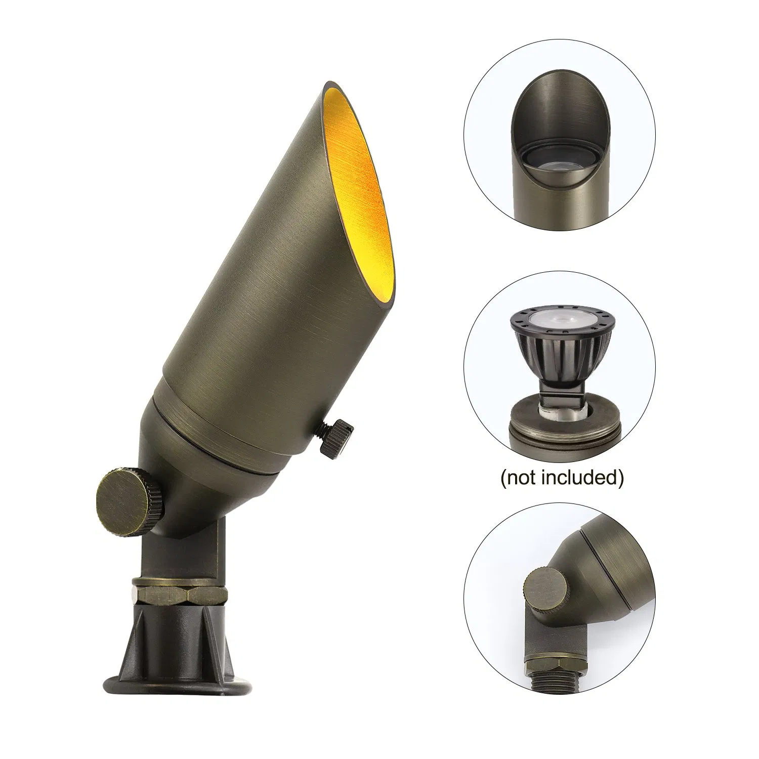Outside Cable Connected Waterproof Inground Low Voltage Outdoor Spotlight Brass Landscape Lighting