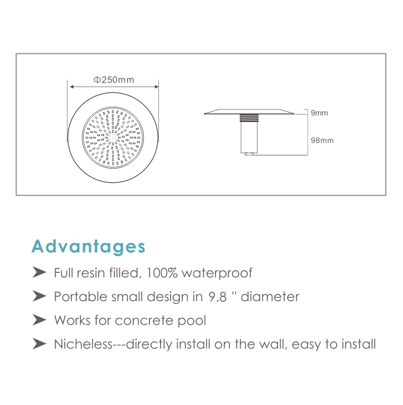 Hotook Design Ultra Thin Plat Diving Light 12V 24V RGB Color Changing Underwater Pool Light