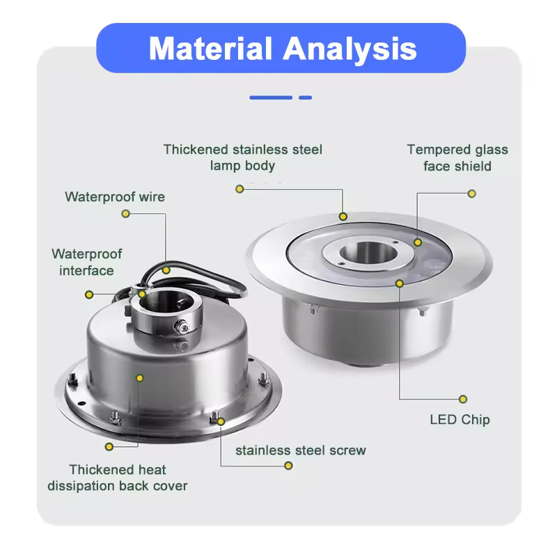 Hot Sale Stainless Steel Fountain Lighting LED Music Fountain Light RGB LED Fountain Light