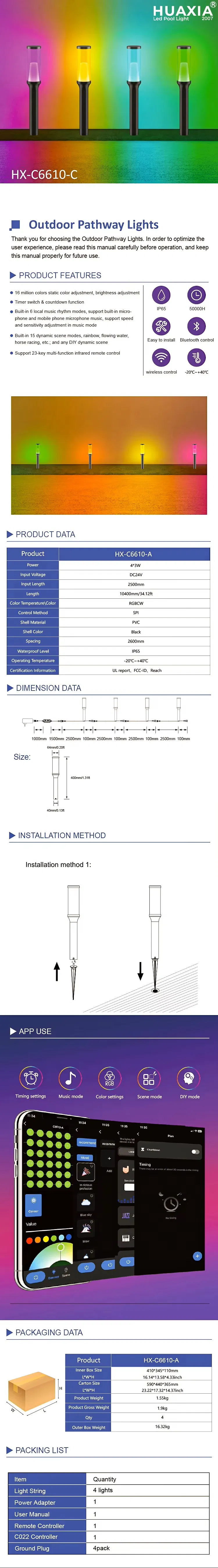 Smart WiFi RGB Music LED Outdoor Pathway Lighting