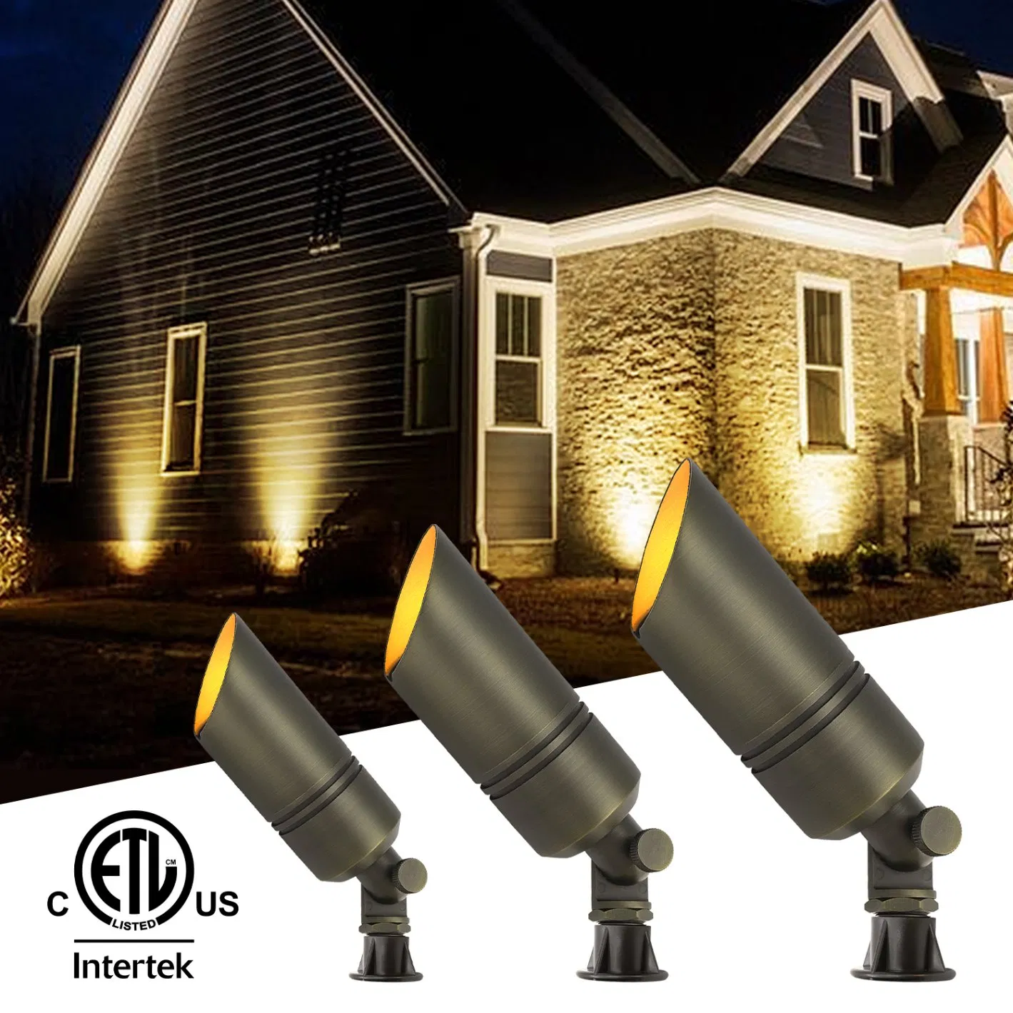 Heavy-Duty Solid Brass Low Voltage Wired Spotlight Retro Outdoor Landscape Lamp