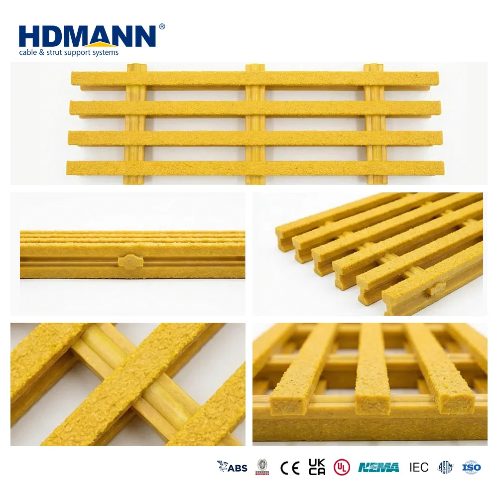 Hdmann Composite Polyester Fiberglass Pedestrian Decking GRP Pultruded FRP Gratings