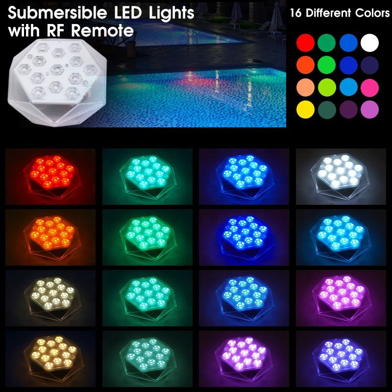 16 Colors IP68 LED Underwater Swimming Pool LED Light Waterproof Above Ground Swimmingpoolfloating LED Liqht