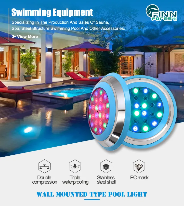 RGB Color Changing Underwater LED Swimming Equipment Accessories Waterproof Inground Pool Light
