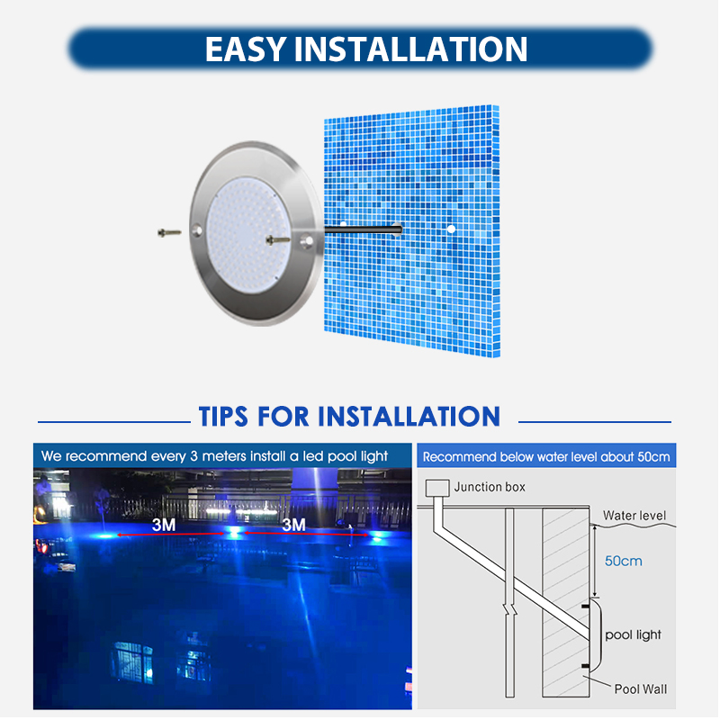 Custom 50FT AC12V Inground Pool SPA LED Underwater Light Color Changing Swimming Pool Light for Pools and SPA
