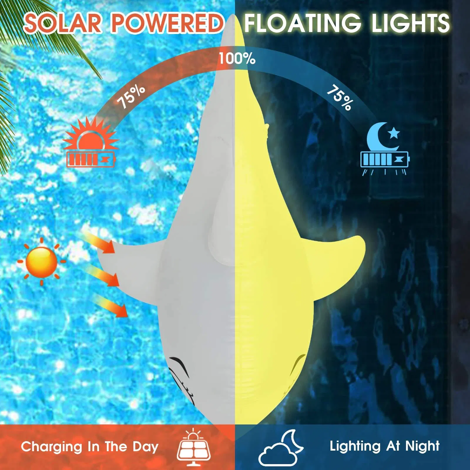 RGB Colors Floating LED Solar Inflatable Dolphin Pool Lights with Remote Control