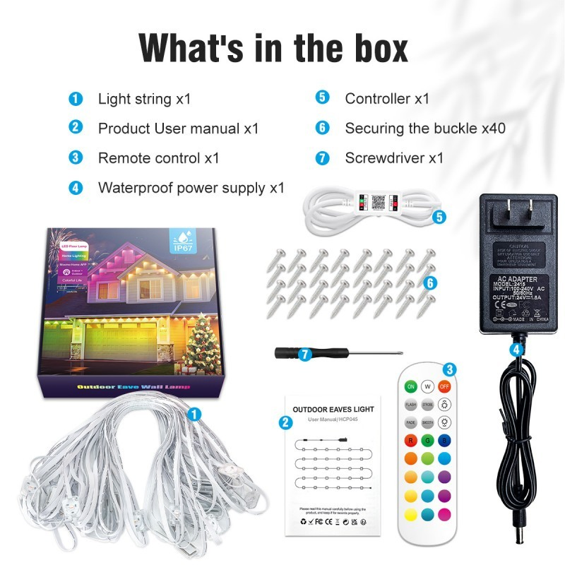 Smart APP Controlled Permanent Outdoor LED Pixel Lights 48V RGBW with Aluminum Track IP67 for Christmas Holiday Lighting