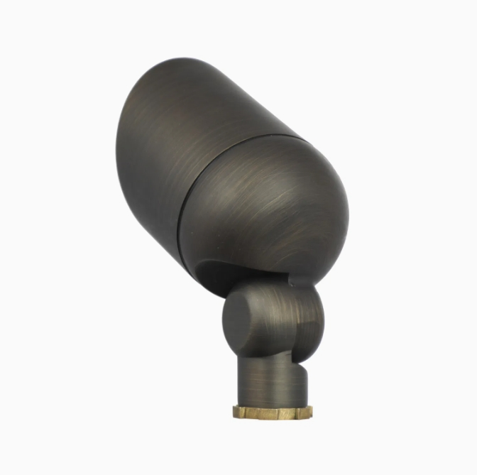Brass Outdoor Spotlight with 5W Warm White LED Bulb for Low Voltage Landscape Lighting of Yard