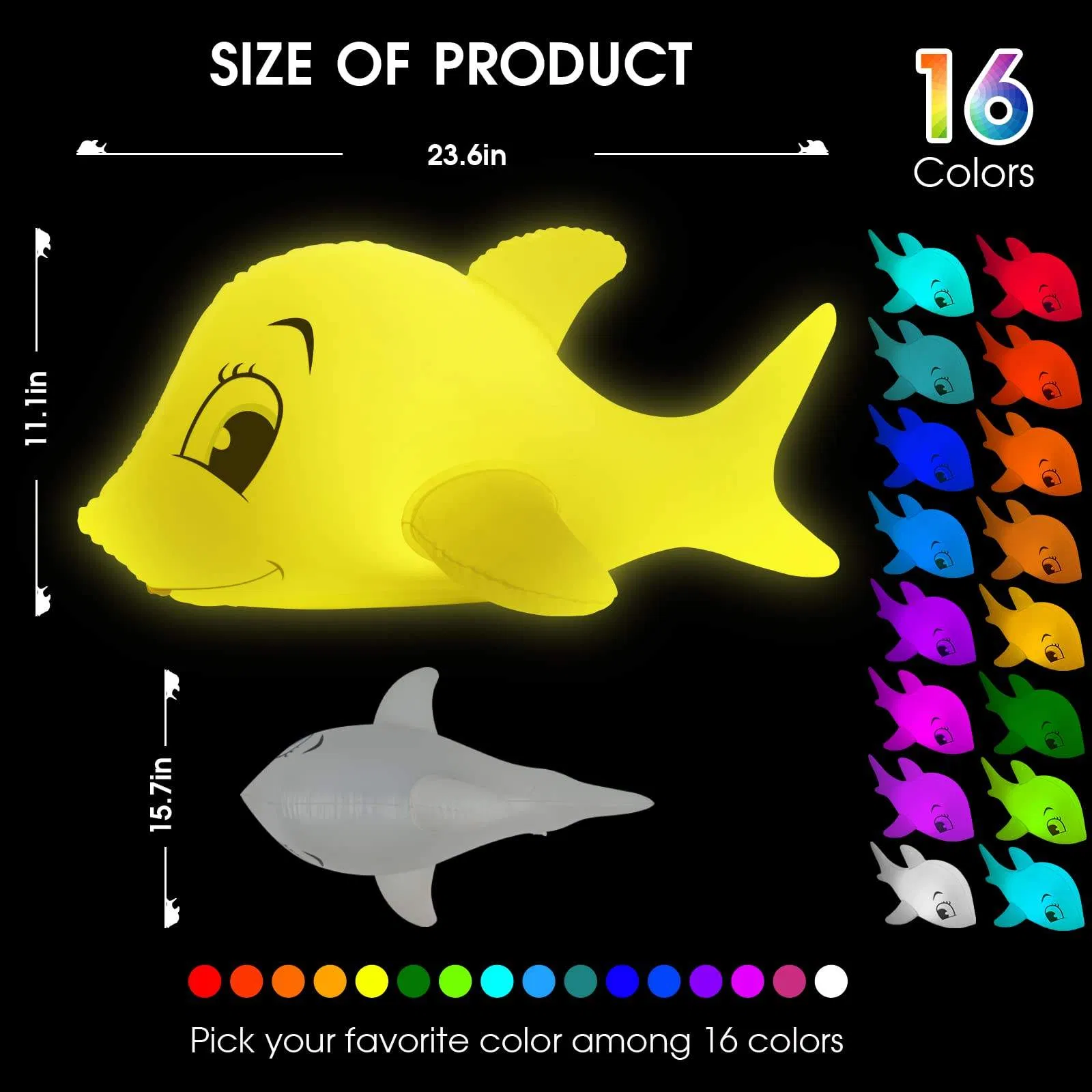 RGB Colors Floating LED Solar Inflatable Dolphin Pool Lights with Remote Control