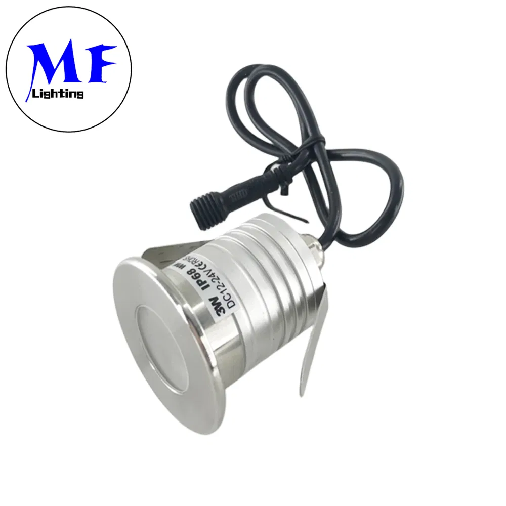 DC12V-24V 3W Underground IP68 Waterproof Recessed Outdoor Deck RGB LED Inground Well Floor Light for Garden Landscape Swimming Pool Lighting