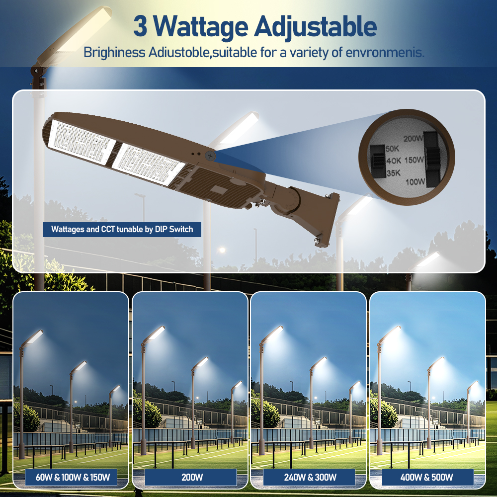Power And CCT Tunable Ip65 100W 150W 200W 240W 300W Shoebox Led Street Light For Parking Lots Walkways Roadways Public Area