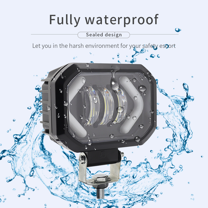 4 Inch 30W 12D LED Car Work Light with Arrow DRL Blue Yellow Turn Signal for Offroad 4x4 ATV UTV Truck Motorcycle Driving Lamp