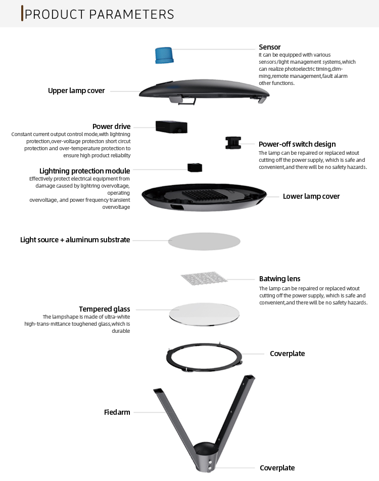 High Lumen Modern Solar LED Garden Light Outdoor IP65 Waterproof Decorative Post Top Landscape Lamp Die-cast Aluminum Pole