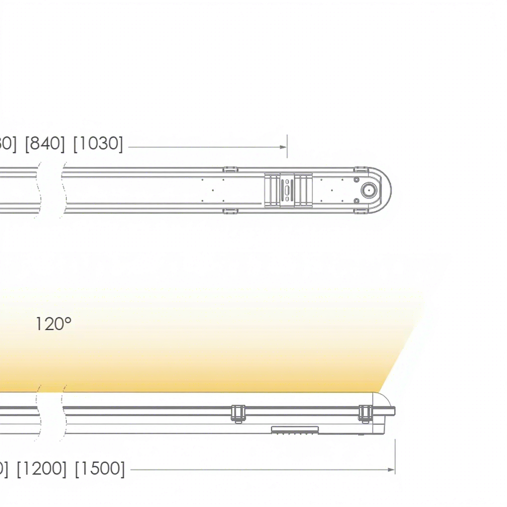 Warehouse Garage Workshop 5-Year Warranty 100-347V IP66 4FT LED Vapor Tight Tri-proof Light Ra80 3500K-5000K Dimmable 10000