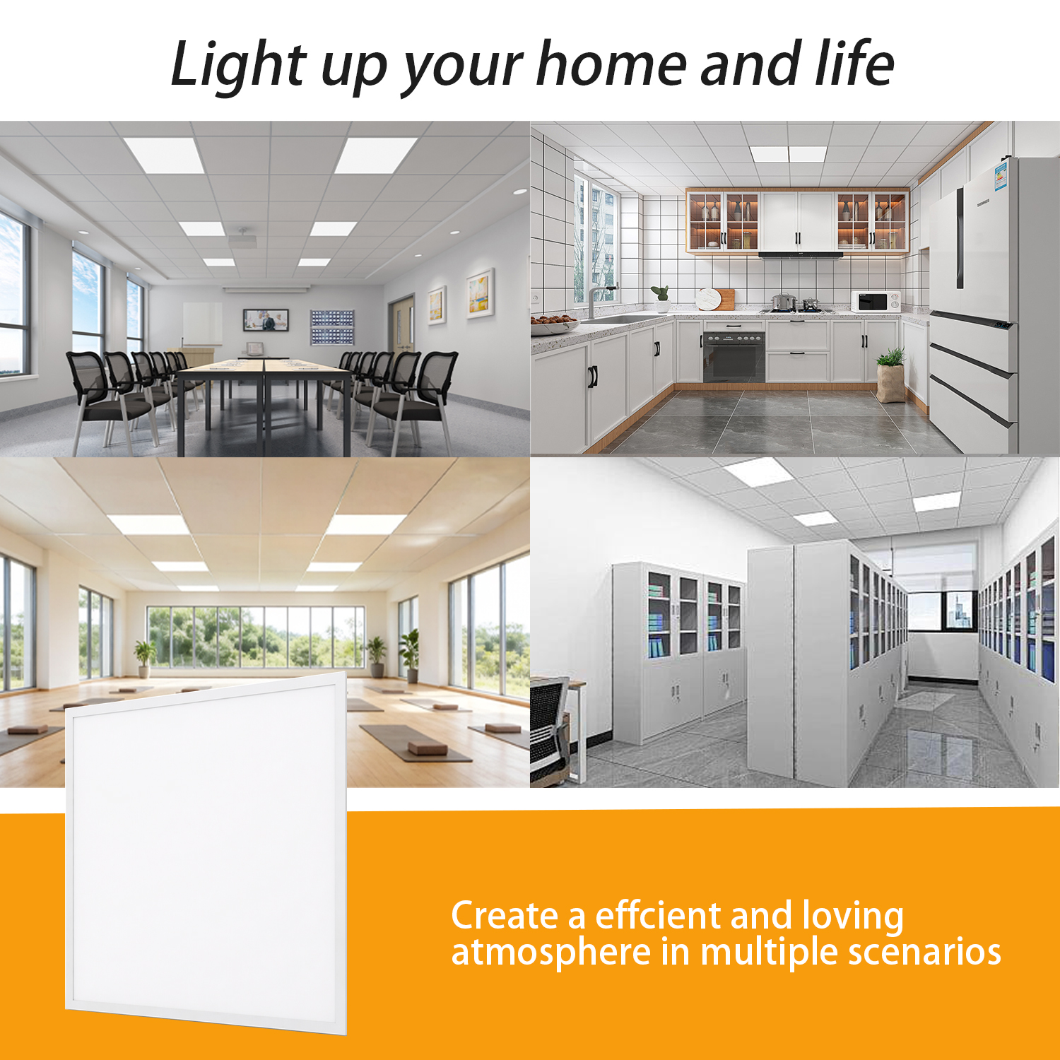 2feet X 2feet High Lumen LED Flat Panel Light 48W 5760LM 3000K/4000K/5000K Recessed Back-lit Fixture For Office