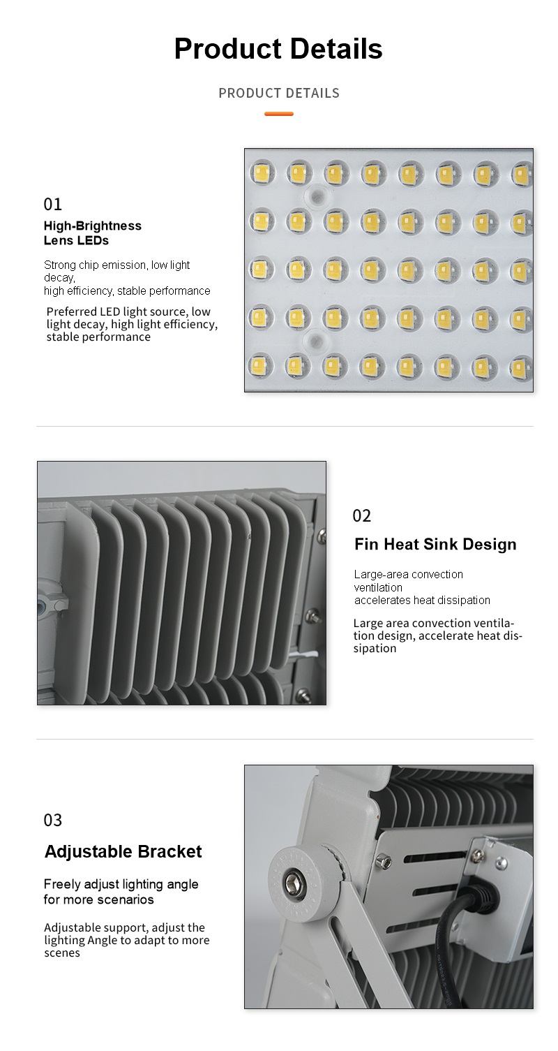 500W LED Football Field Lights Outdoor Stadium Flood Light High-Pole Modular Sports Field Lighting