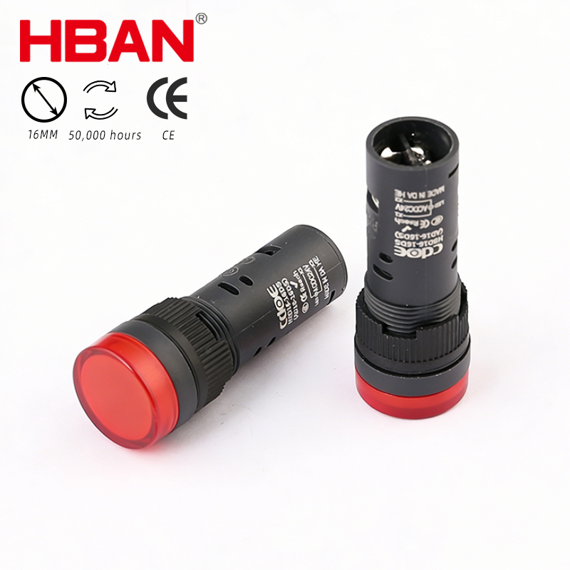 HBAN Factory Waterproof 16mm AD16-16DS Plastic Industrial LED Indicator Lights Plc Equipment Panel 24 V Led signal Light Lamp