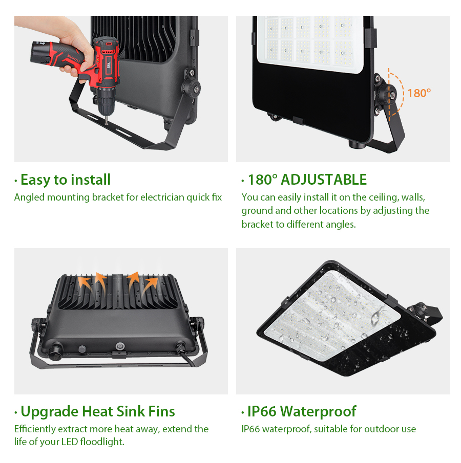 5 Years Warranty IP66 Rate Outdoor Stadium Industrial Led Flood Light 100 200 300 500 Watt Super Bright Garden Lighting 220 277V