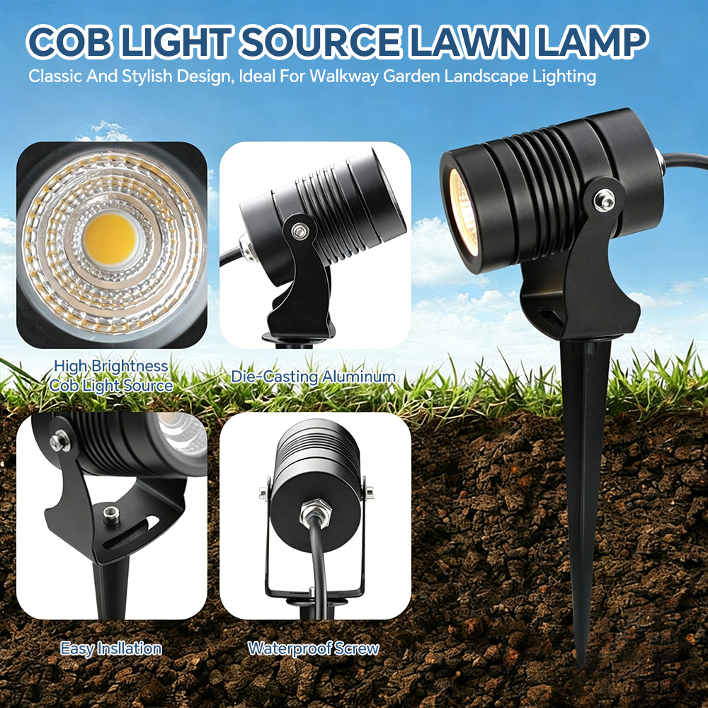 Led Bead Security Spike Light IP65 Waterproof Outdoor Wired Exterior Landscape Lamp for Hotel Home Garden Yard Fence Spot Light