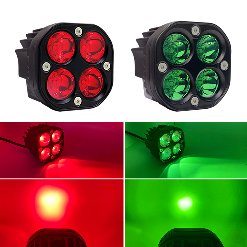 40W Super Bright 3-Inch LED Work Light Spotlight for Trucks Off-Road Motorcycles Roof Front Bumper in Red Green Blue