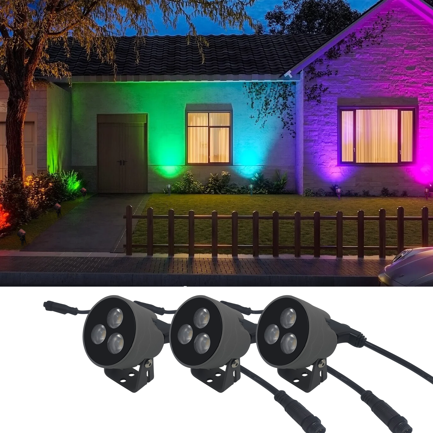 gouly Powerful Wifi Cloud Control Garden Led 3w 12v Rgbw Christmas Whgite Reflector Led Exterior Outdoor Spotlight