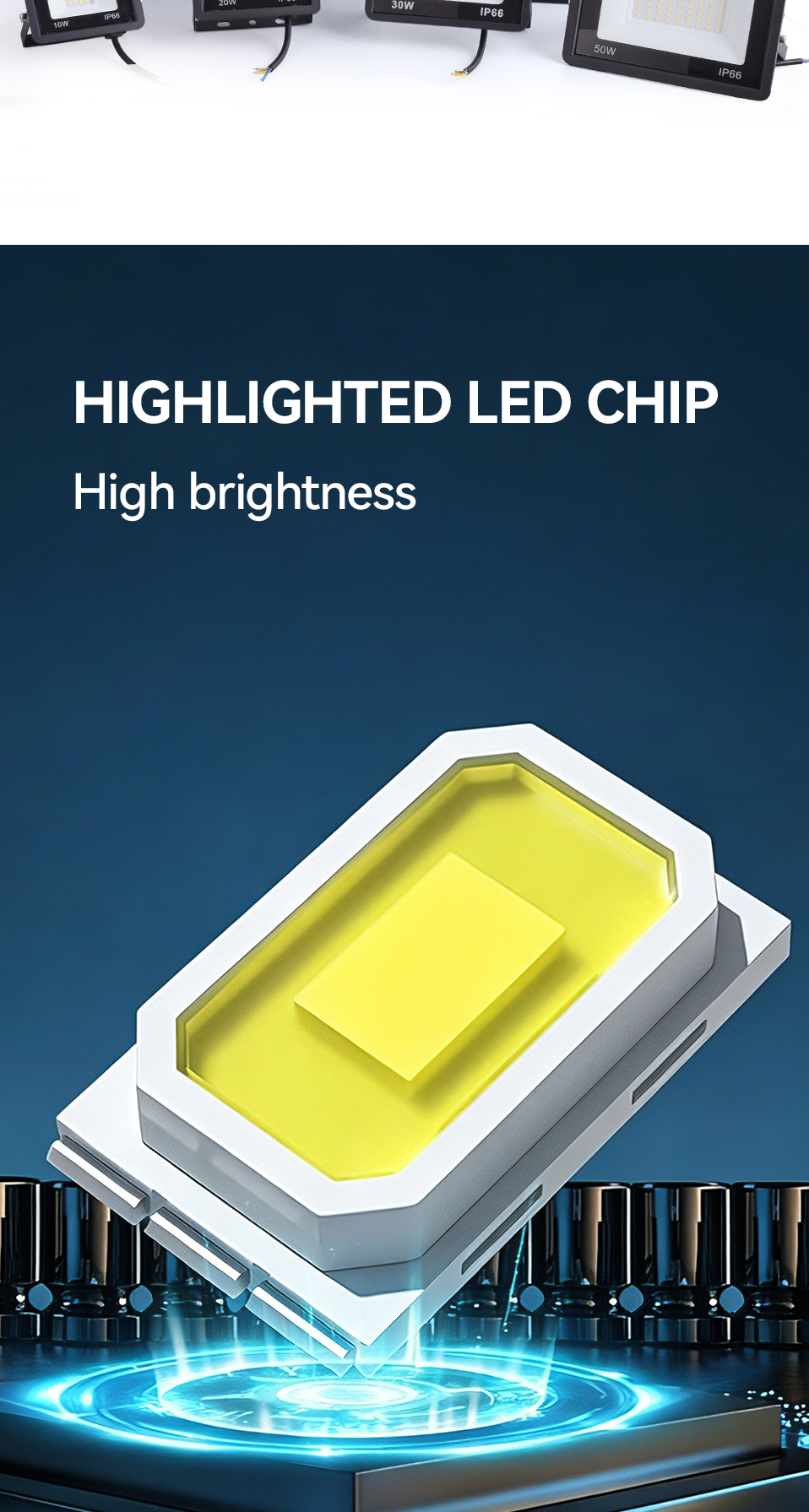 Aluminum LED Floodlight IP66 Waterproof Outdoor Lamp Garden Park Yard