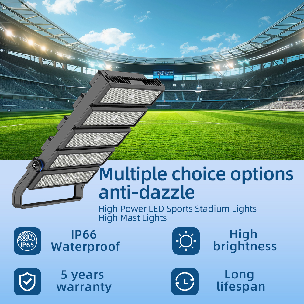 LED Stadium Flood Lights High Mast Sport Light with Aluminum Body 250W-1250W IP66 Rating for Football Field &amp; Tennis Court