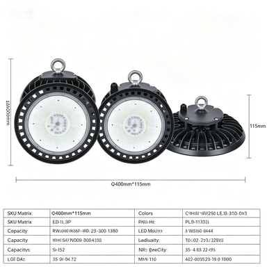 100W 150W 200W 300W LED High Bay Light IP65 Waterproof UFO DOB High Bay Lamp Three Years Warranty for Warehouse Factory Workshop
