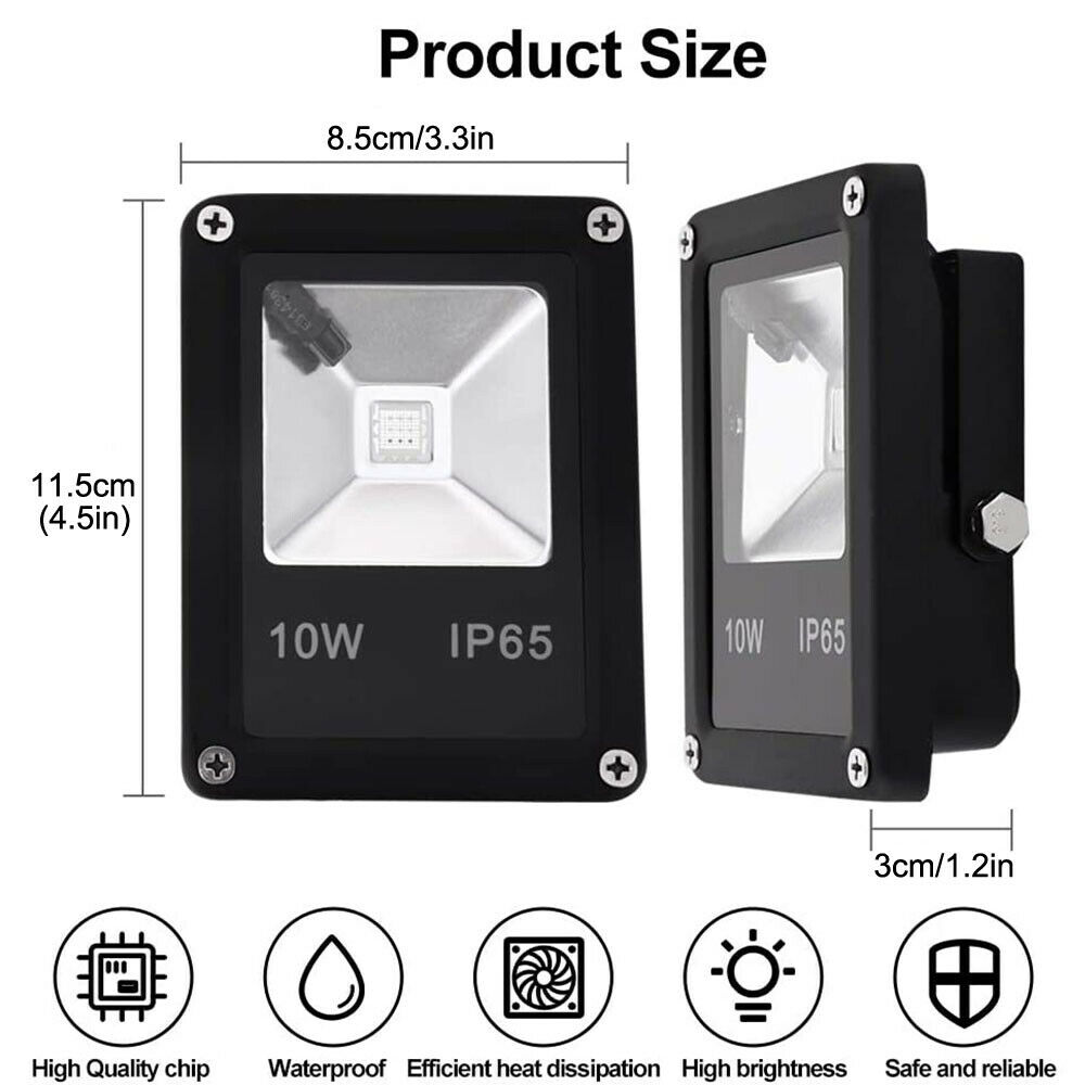 10w RGB Waterproof LED Floodlight Colour Changing Outdoor Garden Spotlight