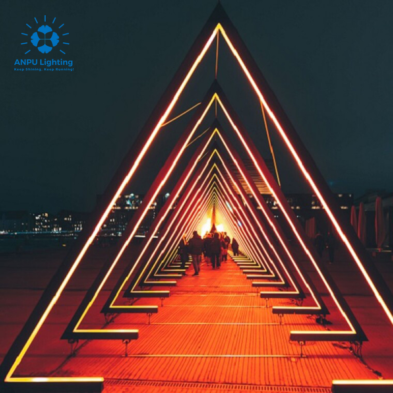 ANPU Hot Outdoor Commercial Polygonal Landscape LED Light Cone 3D Time Tunnel Decor Lights for Christmas Halloween Ramadan IP65