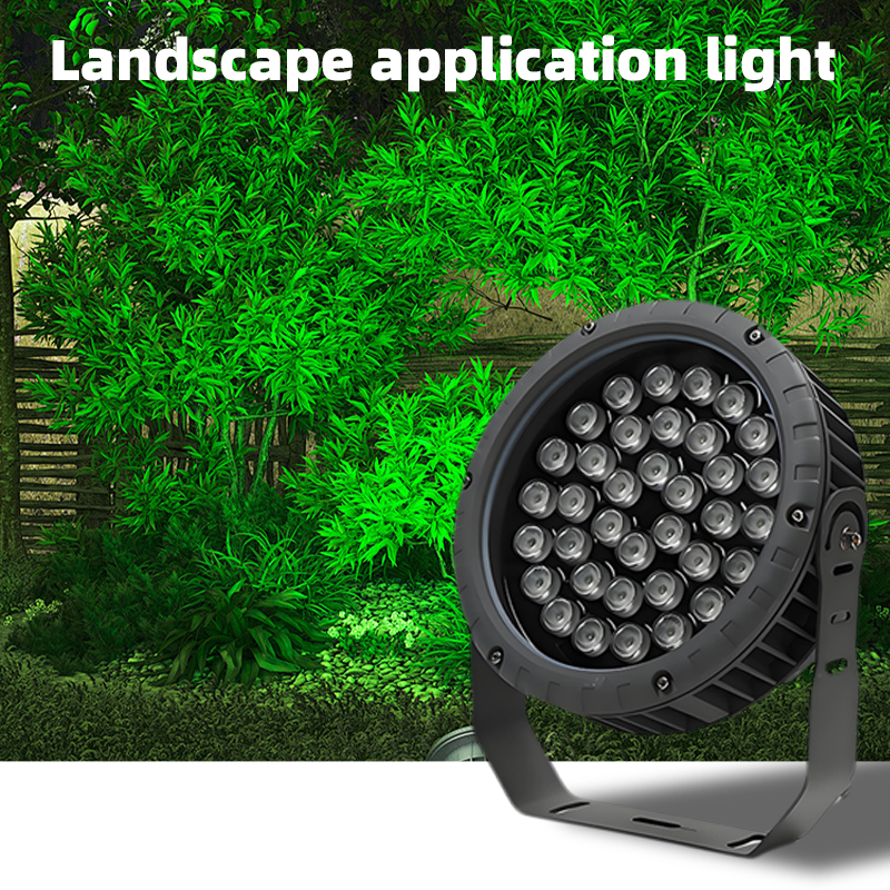 36W 48W Outdoor LED Round Flood Light with DMX RGB RGBW Facade Exterior Spotlight Aluminum Glass Body IP65 AC85-265/DC24V
