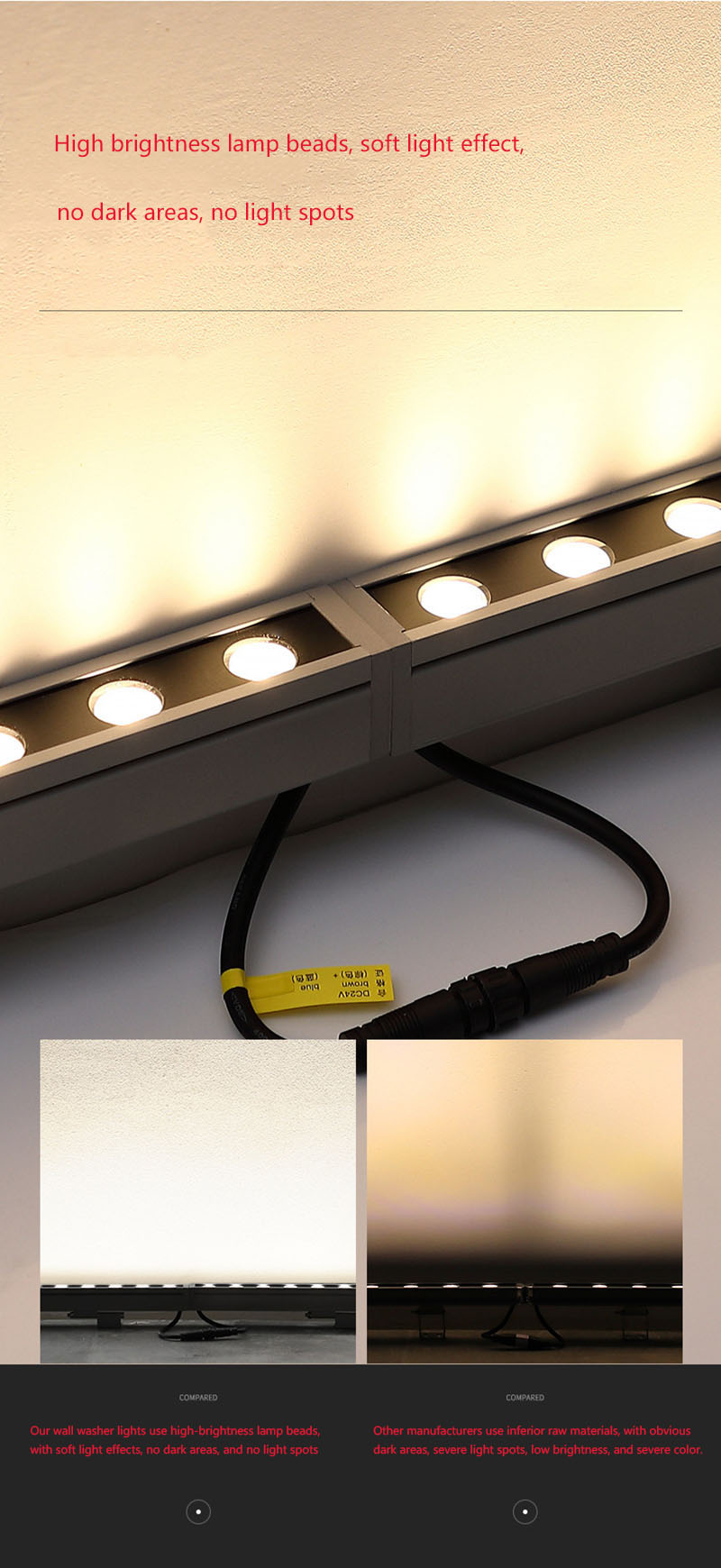 Linear Wall Washer Light Dmx512 RGB Dc24v Led Building Light Strip 18w 24w 36w Wall Lamp Outdoor Architectural Lighting