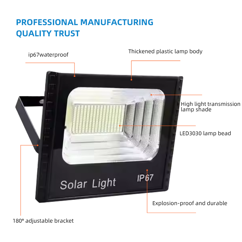 IP65 Waterproof Outdoor Solar Flood Light 40W-200W SMD LED Lamp ABS Housing for Garden Yard Landscape Lighting
