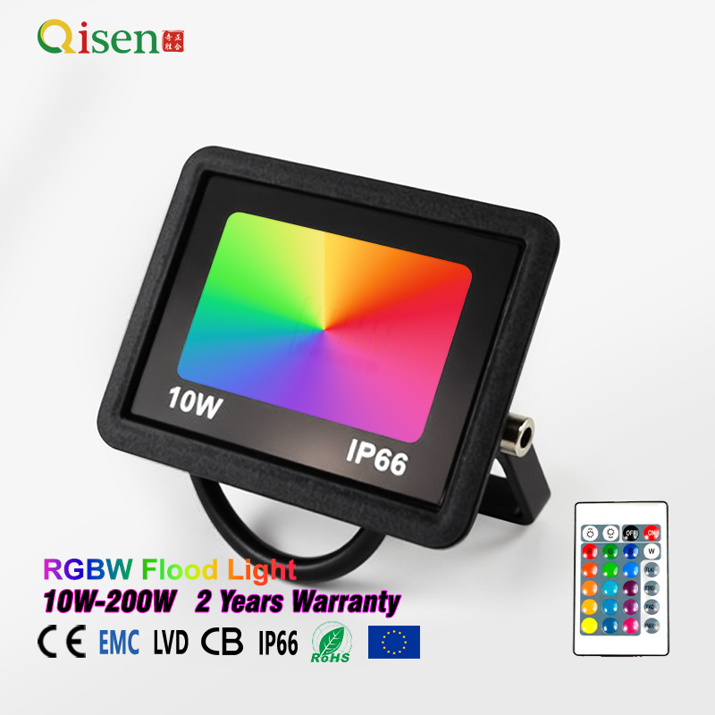 Waterproof EU Standards Certified CE EMC LVD CB IP66, 10W-200W RoHS Compliant 2 Years Warranty RGBW LED Flood Light
