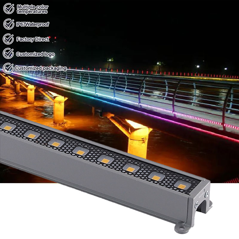 Cheap Price 12W Outdoor Linear Lights Waterproof IP67 Permanent Lamps 3000K 6500K RGB 12V 24V Building Bridge LED Wall Washers