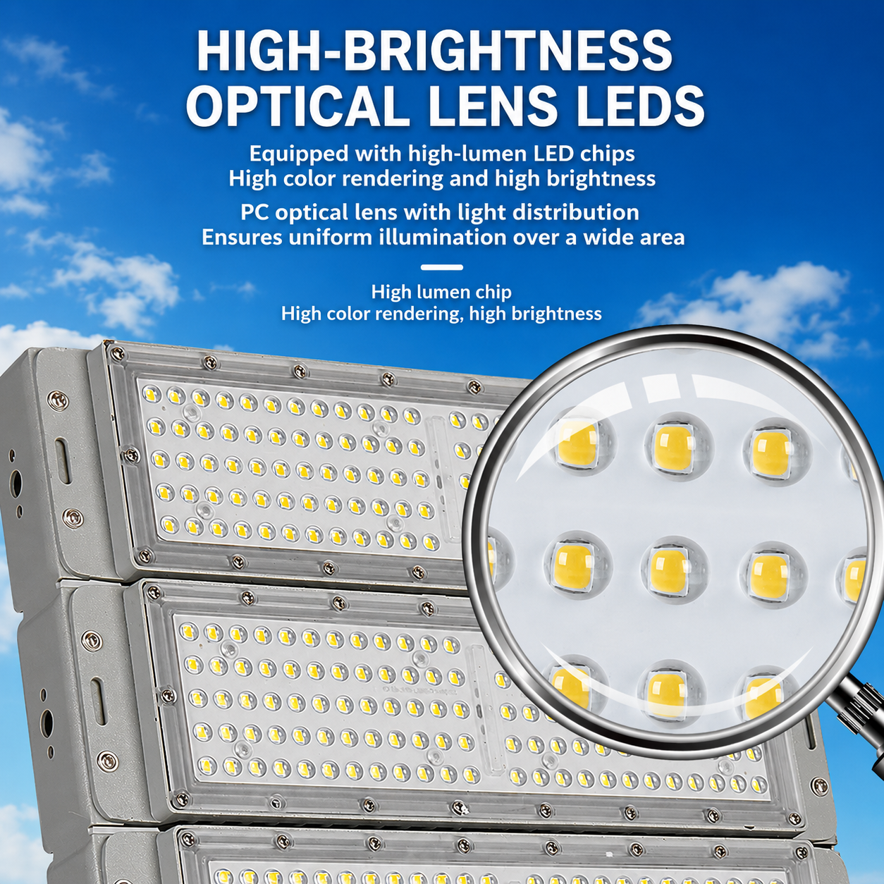 500W LED Football Field Lights Outdoor Stadium Flood Light High-Pole Modular Sports Field Lighting