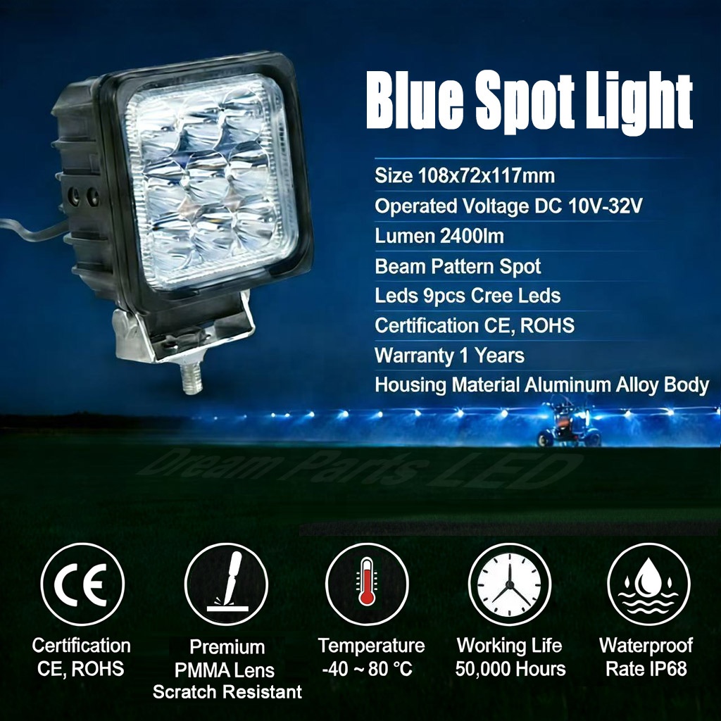 Spraying Equipment Blue Led Work Light Waterproof 27w Super Bright Sprayer Boom Light