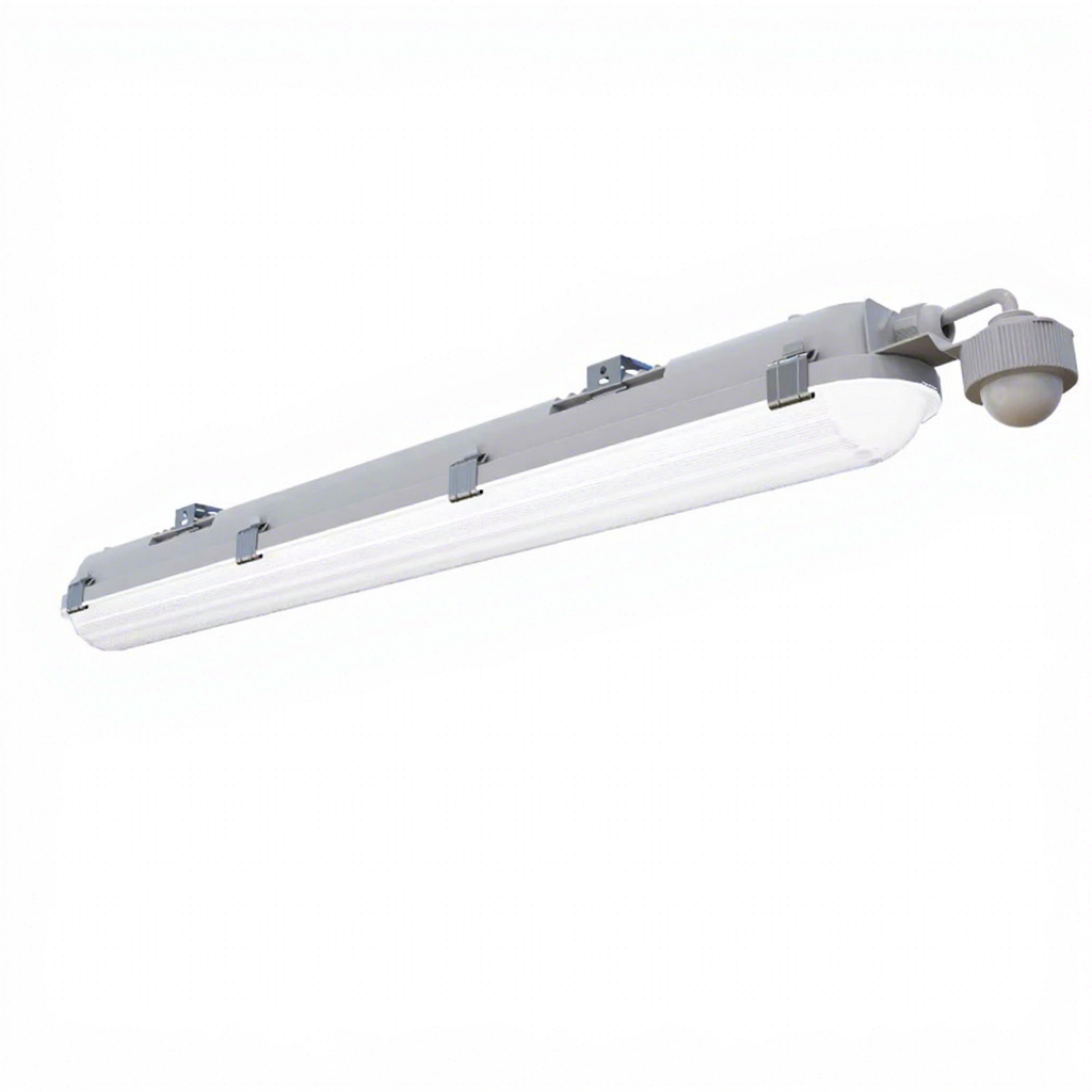 Warehouse Garage Workshop 5-Year Warranty 100-347V IP66 4FT LED Vapor Tight Tri-proof Light Ra80 3500K-5000K Dimmable 10000