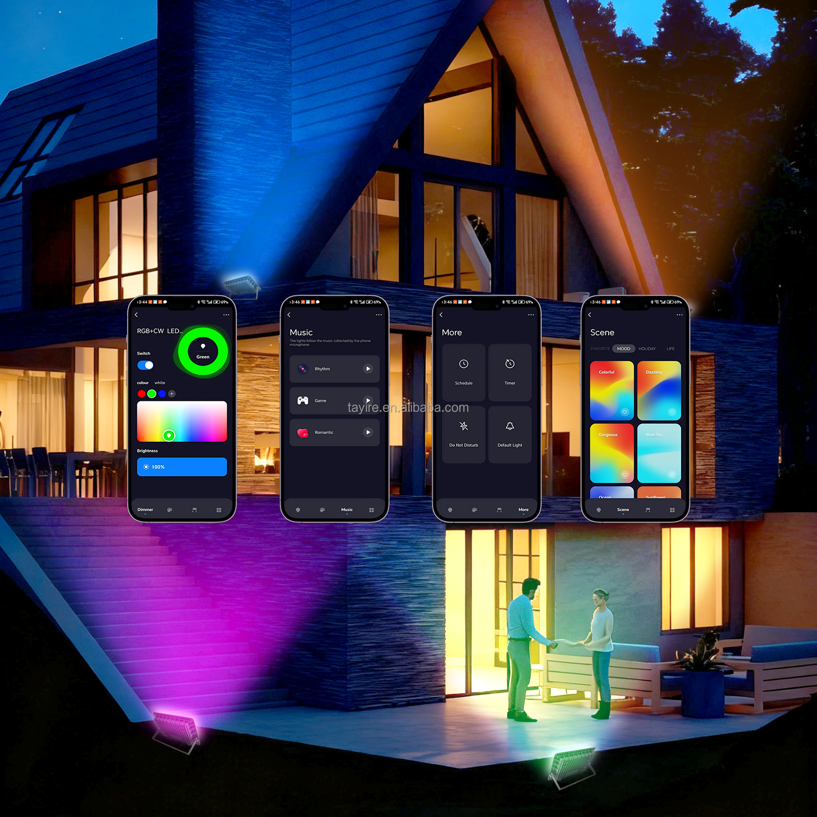 Factory 100-240V 50W 100W DOB Smart Floodlight RGBCCT Tuya WIFI APP Control Waterproof IP66 Outdoor Led Floodlight