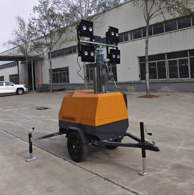Portable Diesel Generator Lighting Tower 7m Manual Mast Industrial Outdoor Light Tower with LED Light