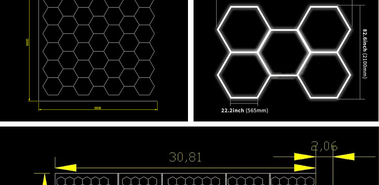 Hexagonal Grid Ceiling Light System