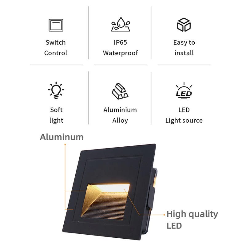 Wholesale Aluminum Waterproof Led Outdoor 3W Wall Light Exterior Step Wall Washer Lighting Fixtures Wall Washing Led Lights
