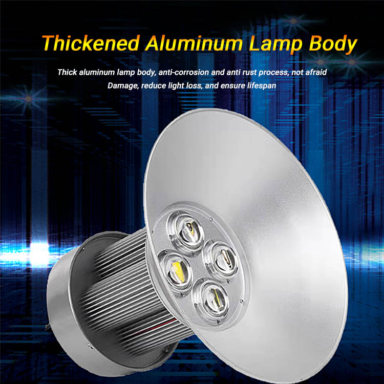 LED High Bay Lights 100/150W IP65 Waterproof Aluminum Warehouse Workshop Industrial Lighting COB Highbay Lights 6000K