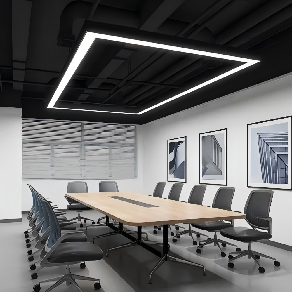 Seamless Splicing Aluminum LED Office Pendant Strip Light Industrial Style Super Bright IP44 6000K 3-Year Warranty Ra90 Lighting