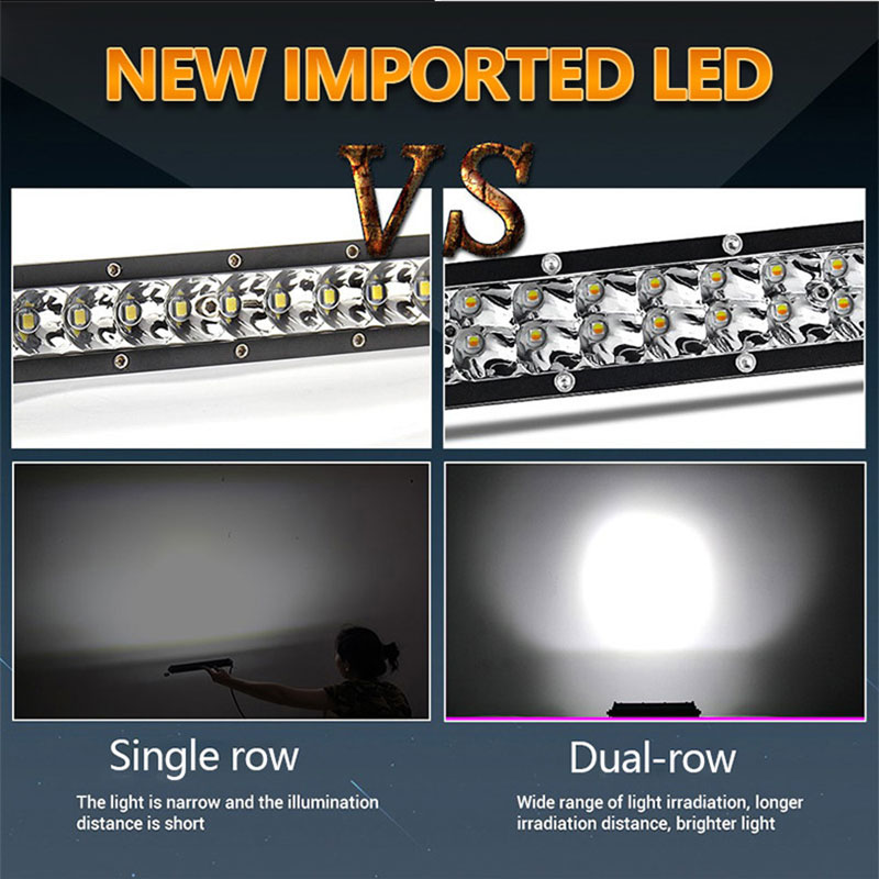 Hot Selling Led Car Work Light High Power Strobe Light Bar 40led 60led 80led 100led for Car White Color Off Road Driving Lights