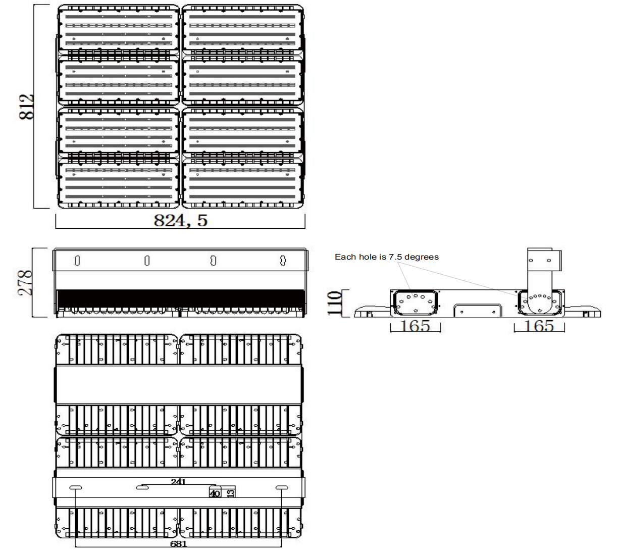High Mast 50 100 200 300 400 500 600 700 800 1000Watts Led Flood Light Tunnel Lights Stadium Lamp Tennis Lighting