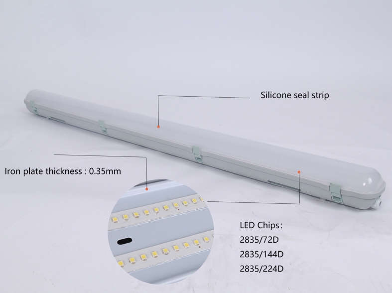 High Lumen 18W 36W 40W LED Industrial Tri-Proof Light Vapor Tight Fixture with 50000 Hours Lifespan Available in PC/Brass