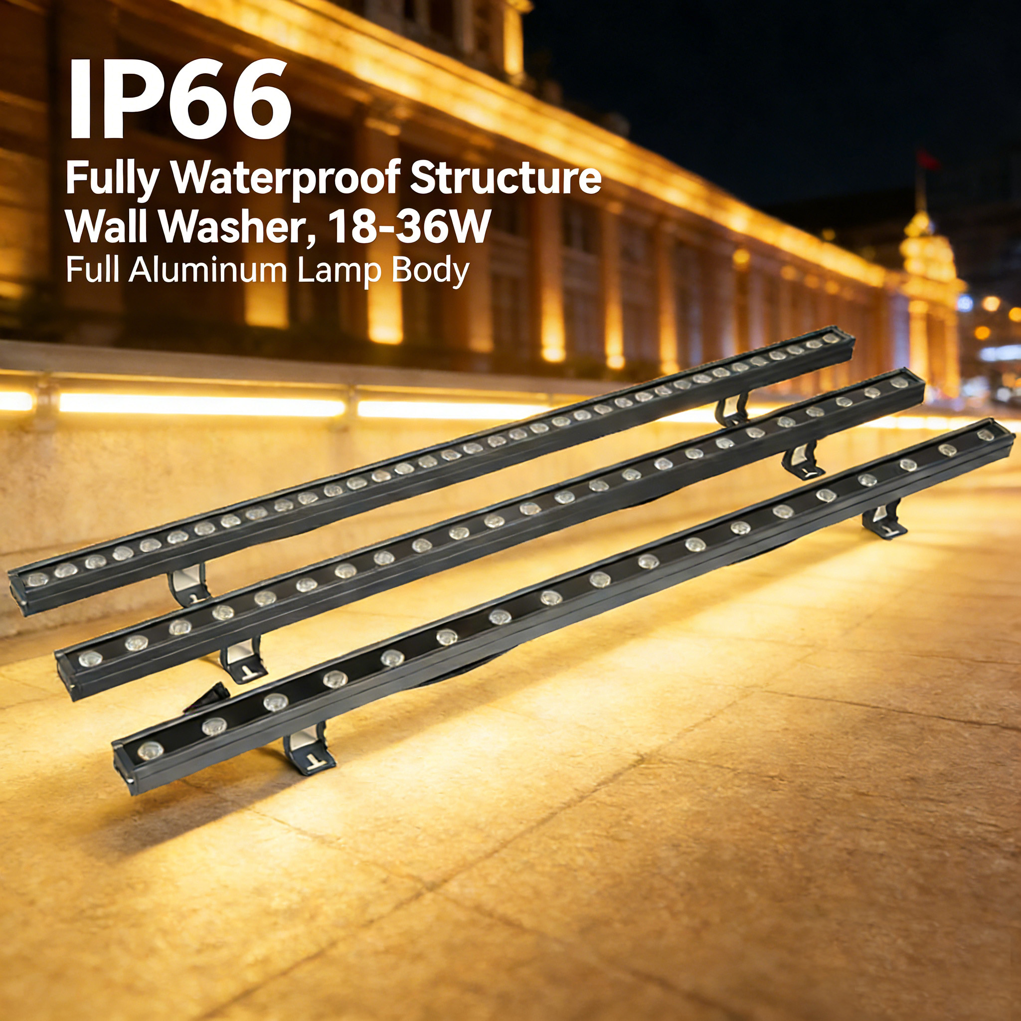 RGBW Mixed 36W DMX512 IP66 Waterproof Aluminum LED Wall Washers 6000K Daylight Dimmable 3-Year Warranty Ra80 Landscape Outdoor