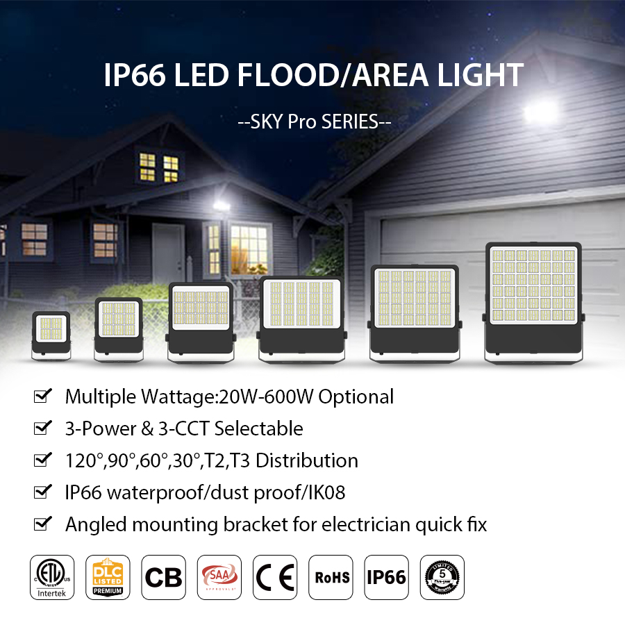 5 Years Warranty IP66 Rate Outdoor Stadium Industrial Led Flood Light 100 200 300 500 Watt Super Bright Garden Lighting 220 277V