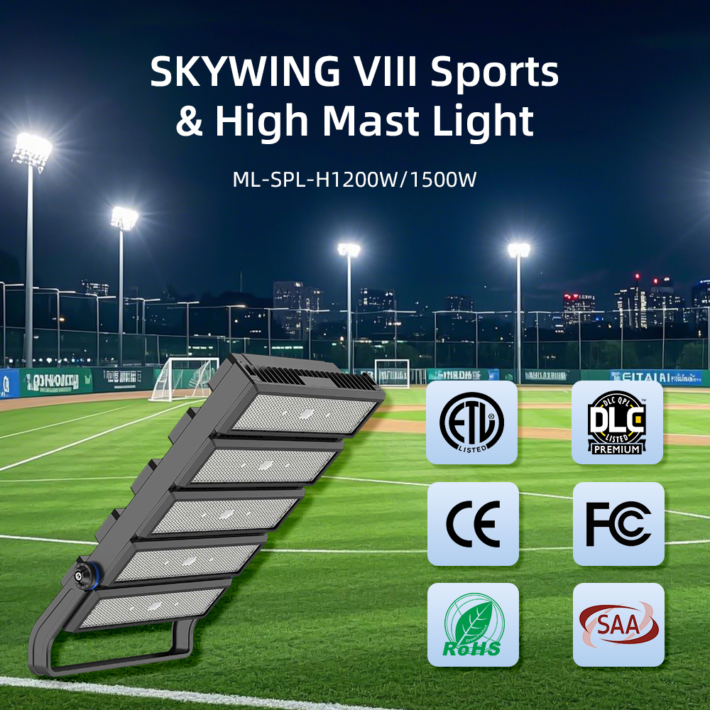 LED Stadium Flood Lights High Mast Sport Light with Aluminum Body 250W-1250W IP66 Rating for Football Field &amp; Tennis Court